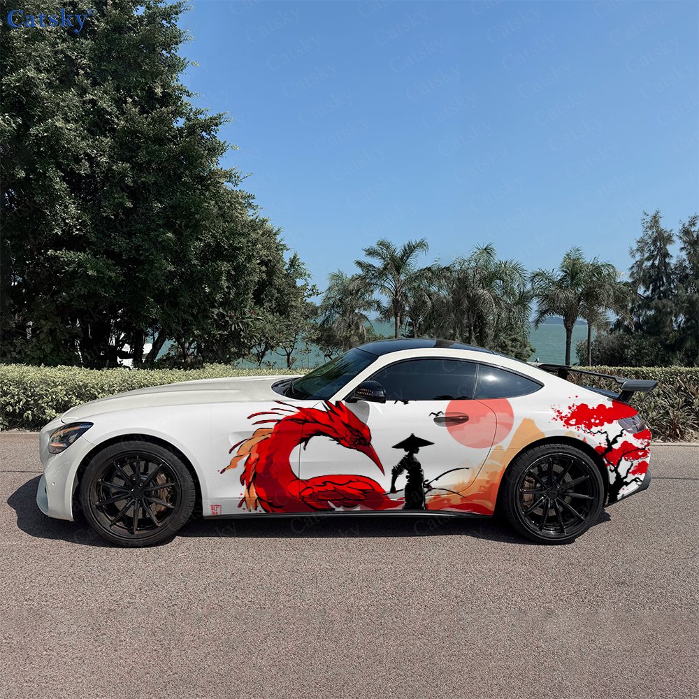 Car Accessories Phoenix - Crimson Phoenix Samurai Shadow Car Side