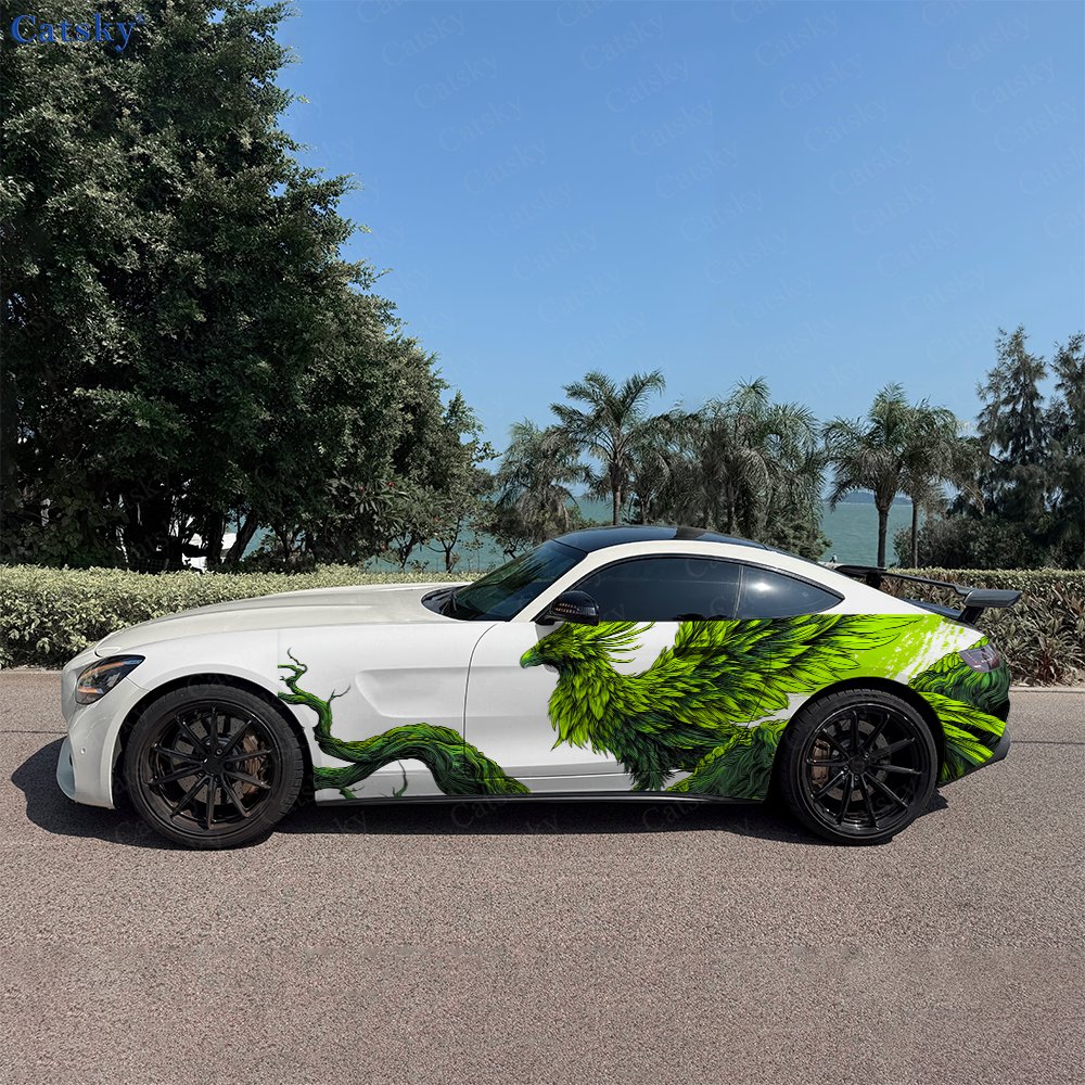 Car Accessories Phoenix - 2pcs Nature Green Phoenix Car Side
