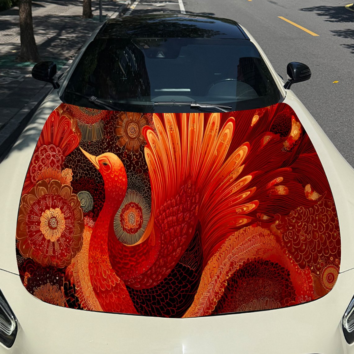 Car Accessories Phoenix - Cool Red Phoenix Car Hood Sticker