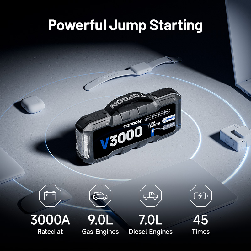 TOPDON V3000 3000A PD60W Bi-Di - đánh giá và giá Portable Jump Starter